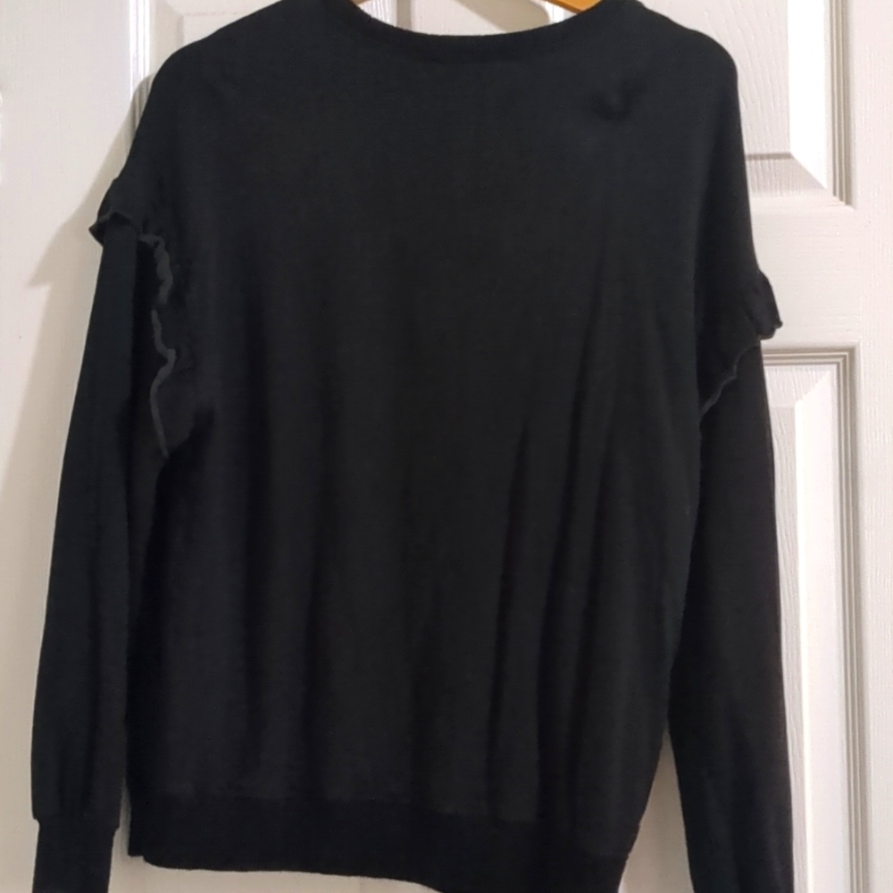 Time & Tru Ruffle Sleeve Crew Neck